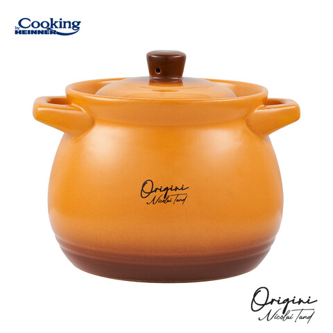 Oala cu capac 3 L, ORIGINI by Chef Nicolai Tand, Cooking by Heinner, ceramica, portocaliu degrade