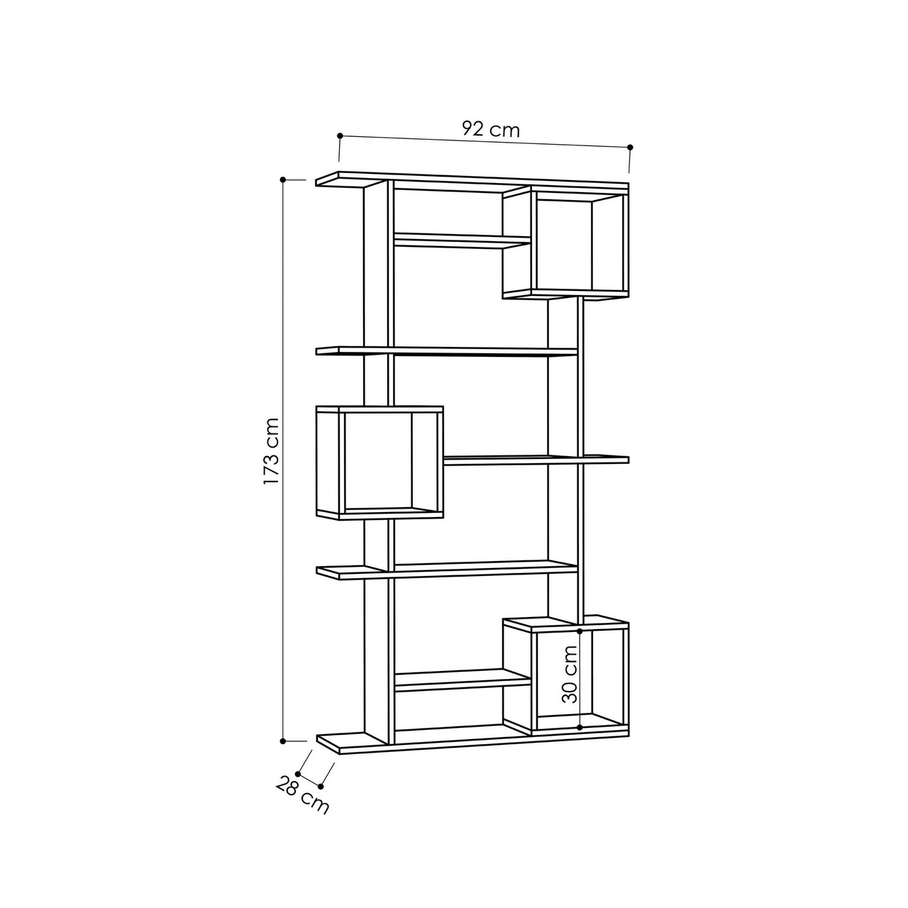 Biblioteca, Decortie, Soto 855DTE3651, 92 x 173 x 28 cm, pal melaminat, antracit - 2 | YEO