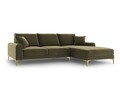 Coltar dreapta, Madara, Mazzini Sofas, 5 locuri, gold legs, 254x182x90 cm, catifea, verde