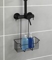 Etajera suspendabila pentru baie, Wenko, Caddy Milo, 25 x 36 x 14 cm, inox/plastic, negru