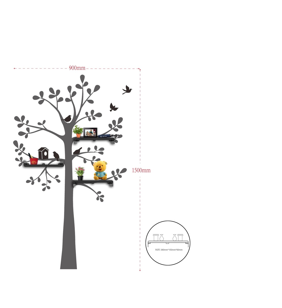 Raft de prete cu sticker Tree, Mauro Ferretti, 90x150 cm, plastic - 2 | YEO