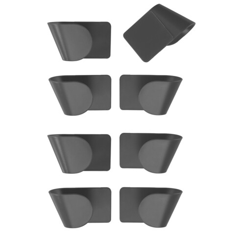 Set 8 suporturi autoadezive pentru capace, Wenko, Fixture, 5 x 8 x 4.5 cm, plastic, gri