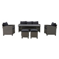 Set mobilier pentru gradina/terasa 6 piese Baxter, 171x65x73 cm/ 145x74x67 cm, otel/poliester, gri/negru