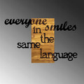 Decoratiune de perete, Everyone Smiles in The Same Language, Metal/lemn, 95 x 58 cm, Nuc / Negru