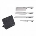 Set 4 cutite cu suport magnetic Silver, Cooking by Heinner, inox/lemn, gri carbon