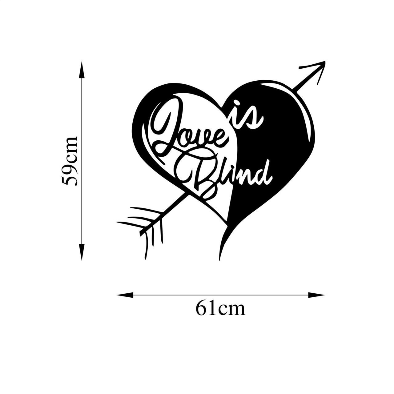 Decoratiune De Perete, Love In Blind, Metal, Dimensiune: 61 X 59 Cm, Negru