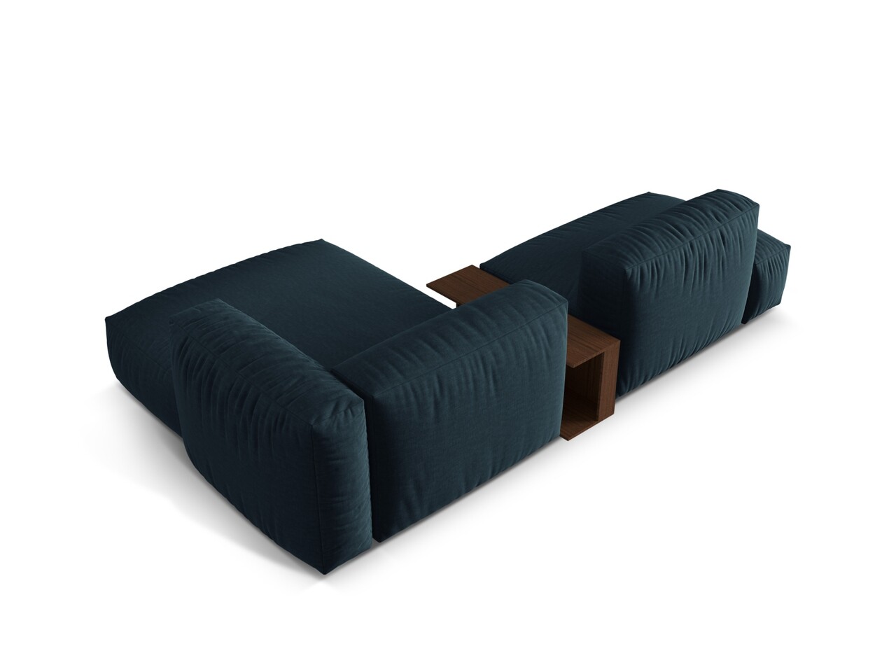 Coltar modular dreapta 2 locuri, Martina-169, Micadoni Home, 285x176x75 cm, tesatura structurata catifelata, albastru jeans - 1 | YEO