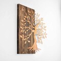 Decoratiune de perete, Tree, 50% lemn/50% metal, Dimensiune: 58 x 58 cm, Nuc / Cupru