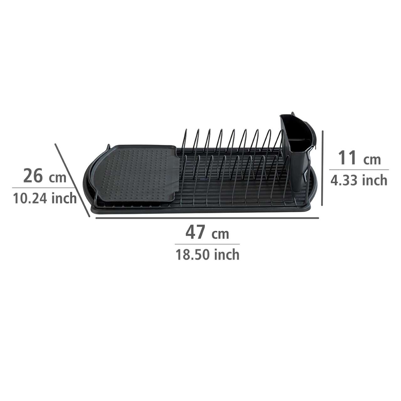 Scurgator pentru vase, Wenko, Basic Black, 26.5 x 11 x 47.5 cm, metal - 1 | YEO