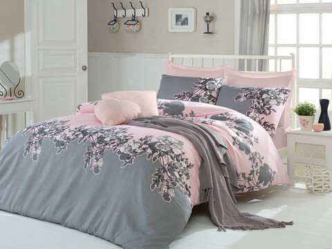 Lenjerie de pat dubla King Quilt(FR) Rodez, Eponj Home, 3 piese, 240x220 cm, amestec bumbac, roz