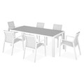 Set mobilier gradina/terasa Encore/Baria, 7 piese, 205x90x74 cm/56.5x62x86 cm, aluminiu, alb/gri