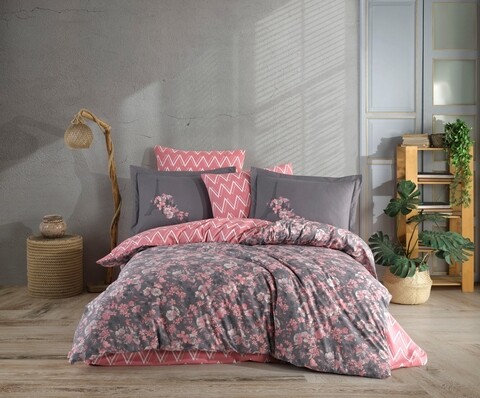 Lenjerie de pat pentru o persoana, 3 piese, 160x220 cm, 100% bumbac poplin, Hobby, Alanza, roz pudra