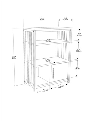 Corp biblioteca, Zena Home, Letos, 60x80x29.6 cm, PAL, Verde / Aur