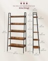 Biblioteca cu 5 niveluri Ladder, Vasagle, 80x30x170 cm, max 75 kg, PAL/otel, maro