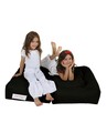 Set fotoliu dublu si 2 taburete pentru copii, Bean Bag, Ferndale, 100x50x40 cm, poliester impermeabil, negru