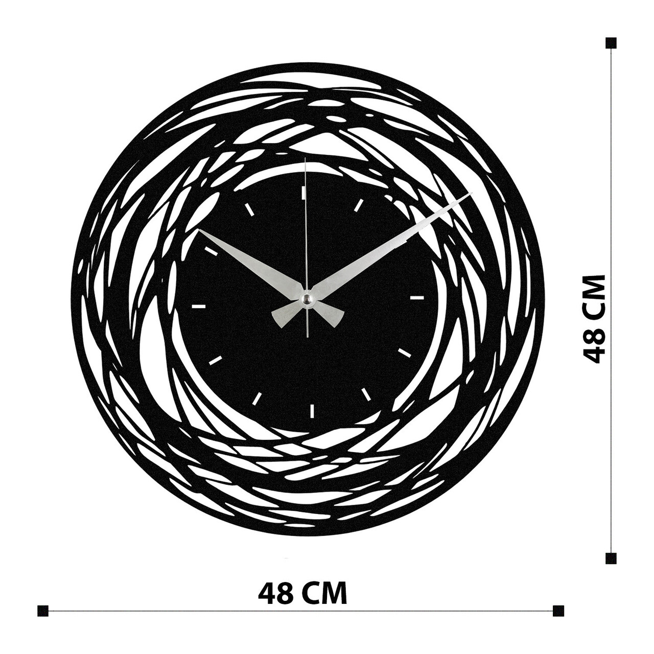 Ceas de perete, Enzoclock - S022, metal, 48 x 48 cm, negru