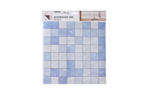 Autocolant decorativ Plaid, 30x30 cm, 8 piese, polipropilena, albastru