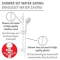 Para de dus cu furtun Water Saving, Wenko, 11 cm/ 150 cm/ 70 cm, inox, alb