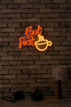 Decoratiune luminoasa LED, But First Coffee, Benzi flexibile de neon, DC 12 V, Roșu / galben