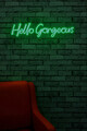 Decoratiune luminoasa LED, Hello Gorgeous, Benzi flexibile de neon, DC 12 V, Verde