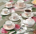 Set 4 cesti cu farfurie pentru cafea, Nonna Rosa S, Brandani, 90 ml, portelan