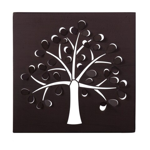 Decoratiune de perete Outdoor Tree, 29.8 x 29.8 cm, metal, maro