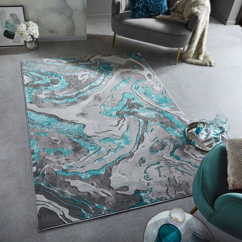 Covor Marbled Emerald, Flair Rugs, 80x150 cm, polipropilena/poliester, verde