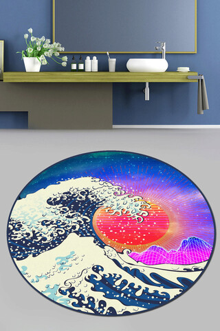 Covoras de baie, Chilai Home, Tidal Wave Djt (120 cm), Poliester, Multicolor