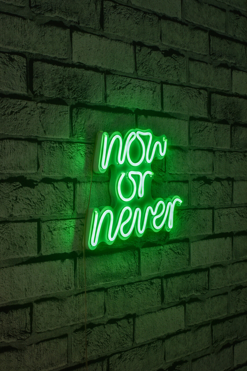 Decoratiune luminoasa LED, Now or Never, Benzi flexibile de neon, DC 12 V, Verde