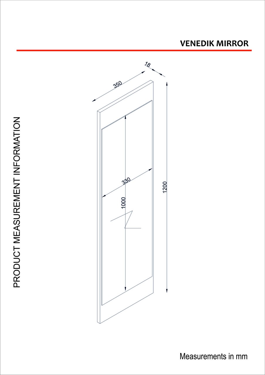 Oglinda de perete Venedik, Furny Home, 35x1.8x120 cm, alb - 2 | YEO