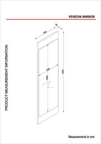 Oglinda de perete Venedik, Furny Home, 35x1.8x120 cm, alb