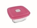 Cutie alimentara cu capac ermetic, Marinex, 1 L, plastic (PP), sticla termorezistenta, roz