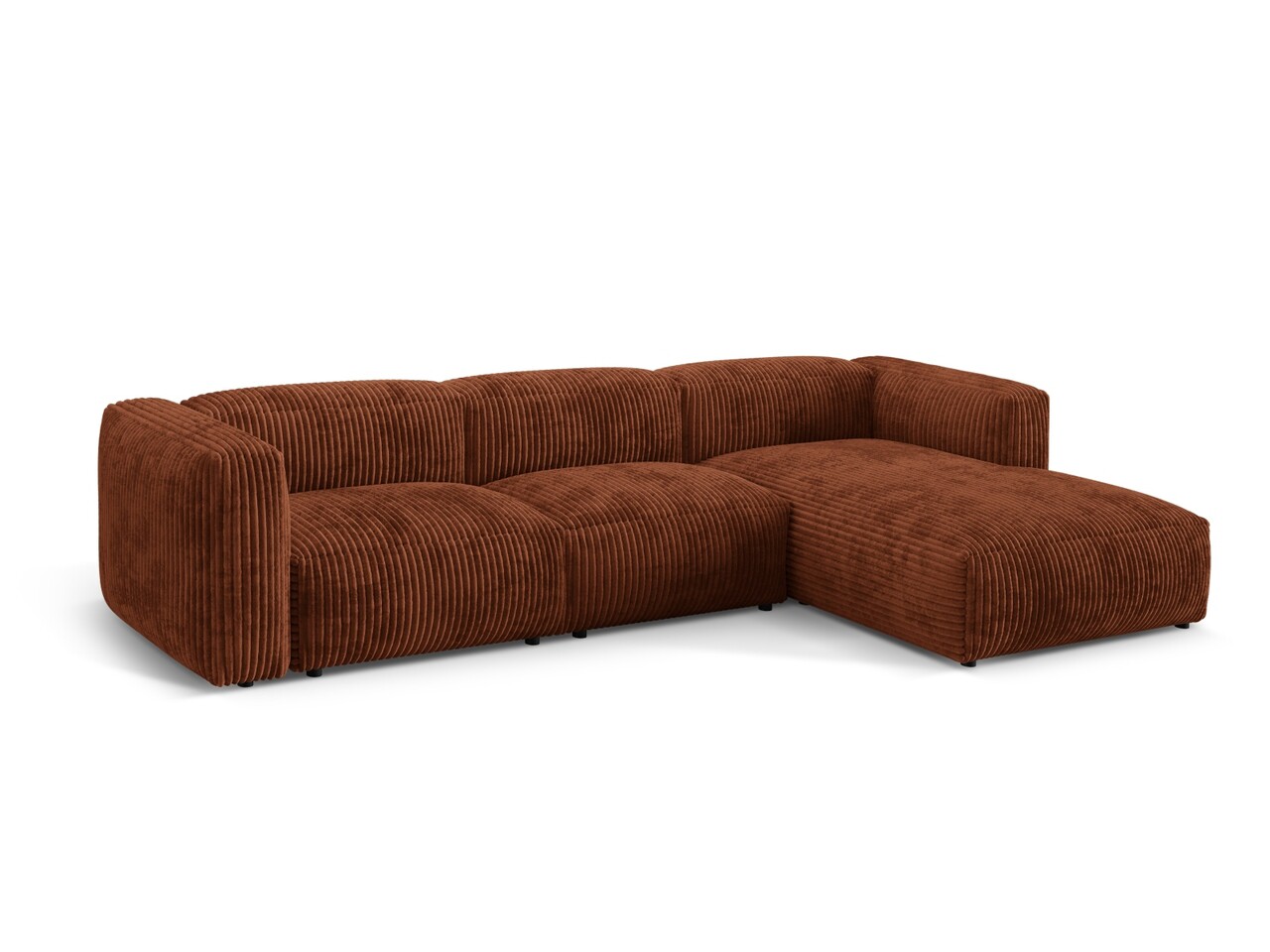 Coltar modular dreapta 3 locuri, Martina-212, Micadoni Home, 332x176x75 cm, velur, caramiziu - 1 | YEO