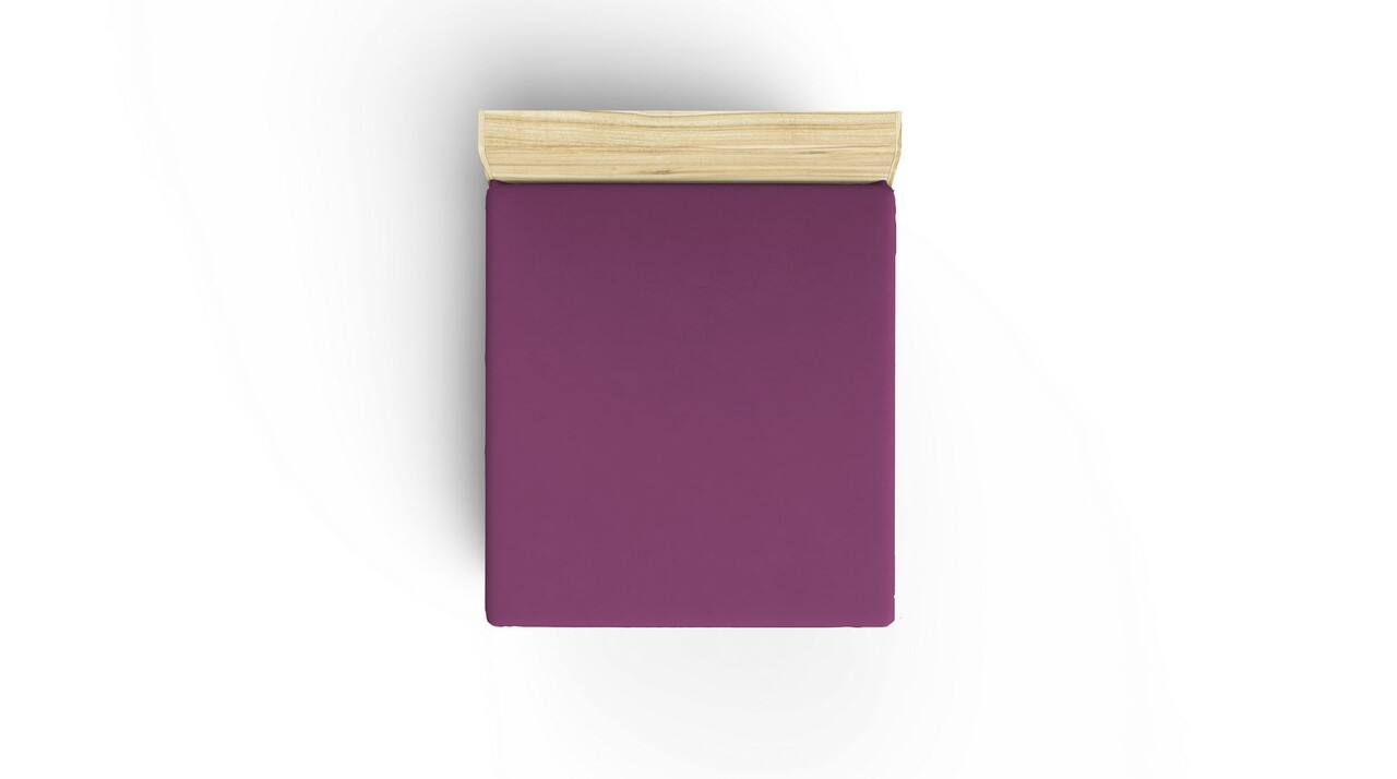 Cearceaf de pat cu elastic, 140x190 cm, 100% bumbac ranforce, Patik, Plum, mov - 2 | YEO