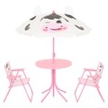 Set mobilier de gradina pentru copii, 4 piese, Cow, roz