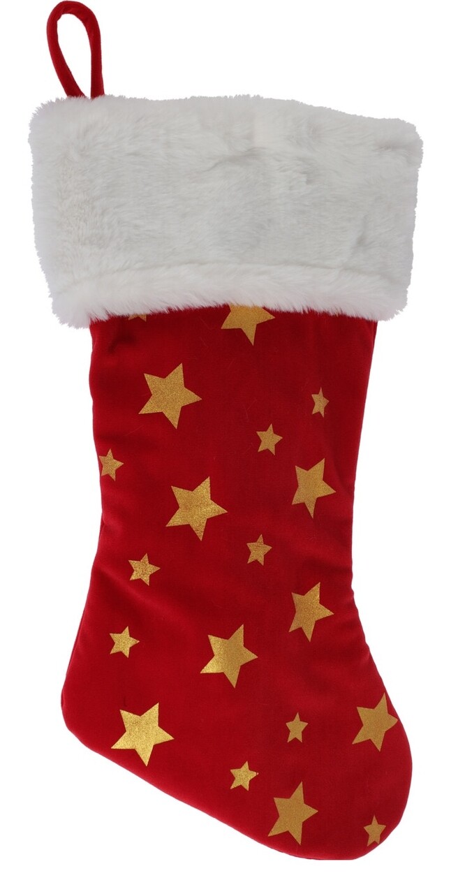 Decoratiune Stocking, H45 cm, poliester, rosu