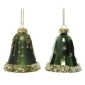 Se 2 globuri Bell, Decoris, 6.5x8 cm, sticla, verde