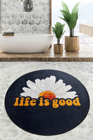 Covoras de baie, Chilai Home, Life Is Good Djt (160 cm), Poliester, Multicolor