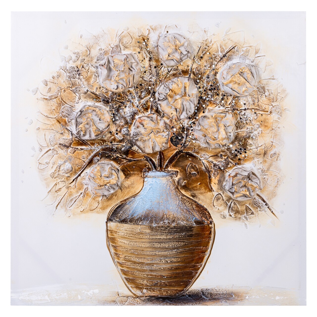 Tablou Copper Vase, Creaciones Meng, Canvas Pictat Manual, 80x80 Cm