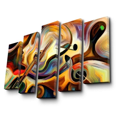Set 5 tablouri decorative, 5PATK-231, Canvas, 19 x 70 cm, Multicolor