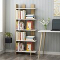 Corp biblioteca, Olivia, Elas, 62x150x25 cm, PAL, Stejar alb / safir