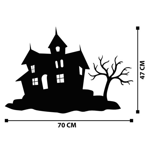 Decoratiune de perete, Halloween 9, Metal, Dimensiune: 70 x 47 cm, Negru