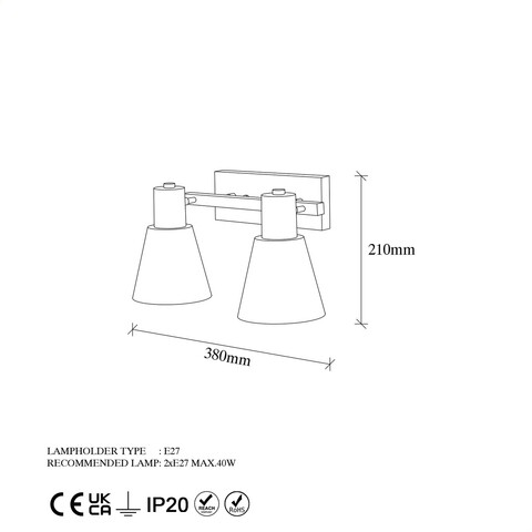 Aplica de perete, Fulgor, 942FLG2195, Metal, Auriu