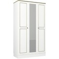 Dulap pentru haine Ravenna 3 Kapili White, Talon, 105 x 47.2 x 194 cm, alb/auriu