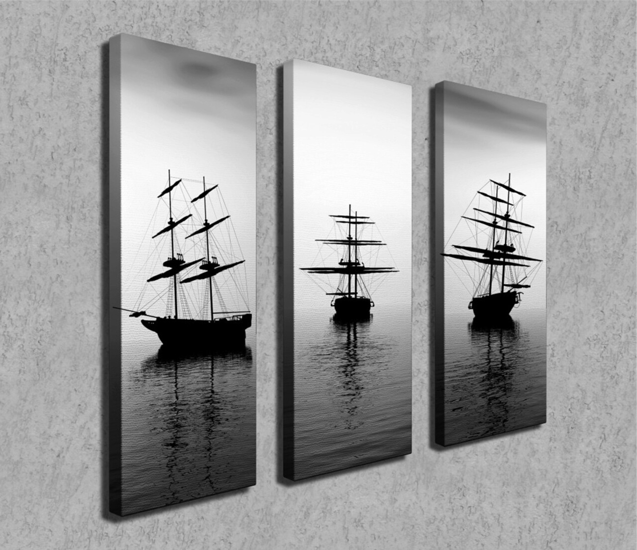 Set 3 tablouri decorative, CU02, Canvas, 20 x 70 cm, 3 piese, Multicolor