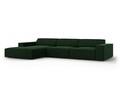 Coltar stanga 4 locuri, Jodie, Micadoni Home, BL, 284x166x70 cm, catifea, verde bottle