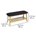 Bancuta cu suport depozitare incaltaminte, Wenko, Ecori, 90 x 33 x 45 cm, bambus/poliester/polietilena, natur/negru