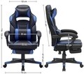 Scaun de birou ergonomic Gaming, Vasagle, piele ecologica, negru/albastru