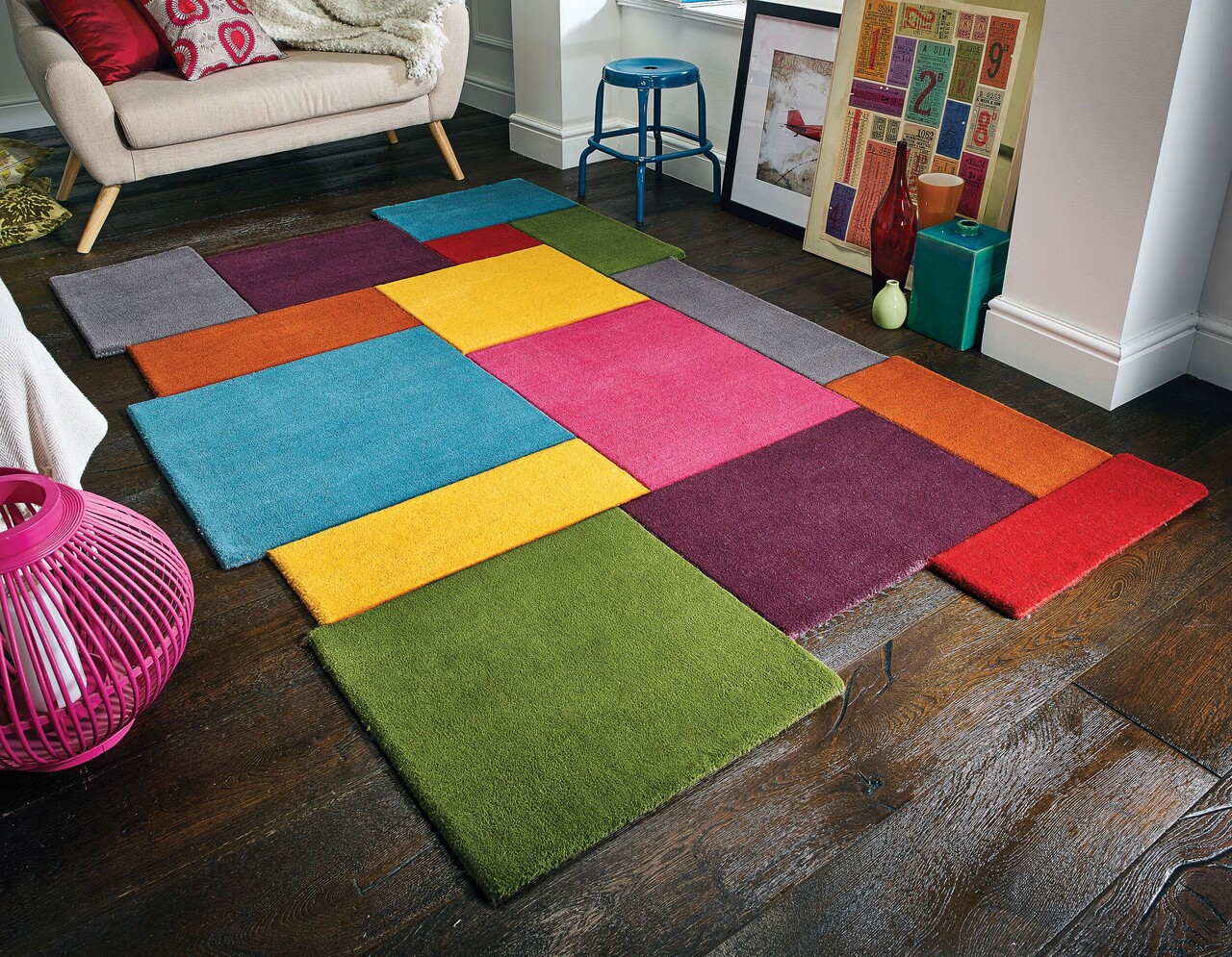 Covor Collage Multi, Flair Rugs, 200x290 cm, lana, multicolor