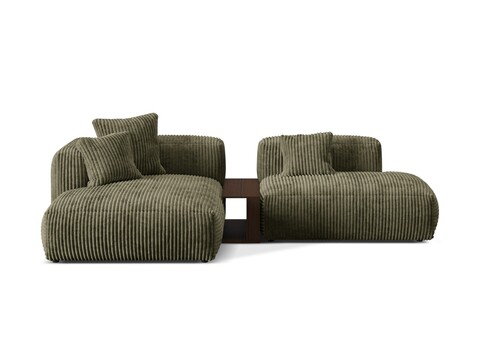 Coltar modular stanga 2 locuri, Martina-212, Micadoni Home, 285x176x75 cm, velur, verde muschi